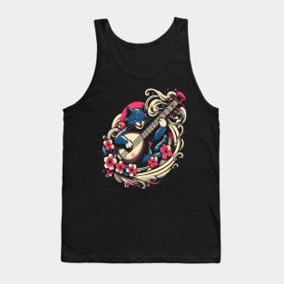 cat playing  shamisen japanese Tank Top